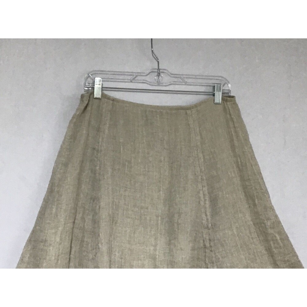 Eileen Fisher Linen Skirt Womens Med Beige Milkmaid Fairy Grunge Y2K Fringed Hem - Picture 7 of 16